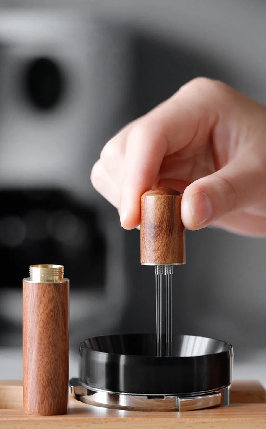 Professioneller Edelstahl-Kaffeepulver-Tamper Espresso-Rührer WDT-Werkzeug Verteiler Nivellierer Barista-Set Zubehör – Detail 15