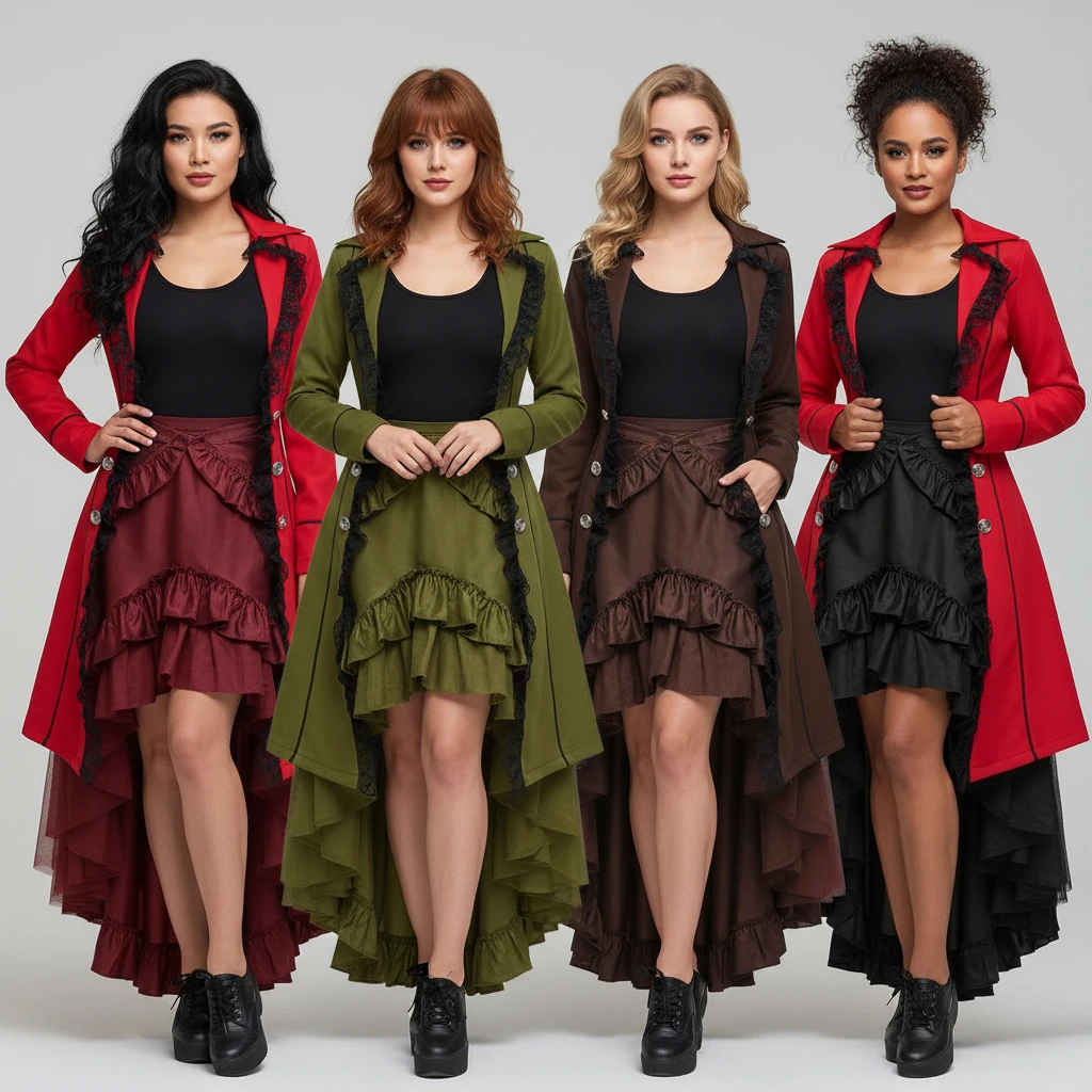 

Женская юбка с запахом в стиле стимпанк в готическом стиле, викторианская пиратская юбка с рюшами для наряда и косплея