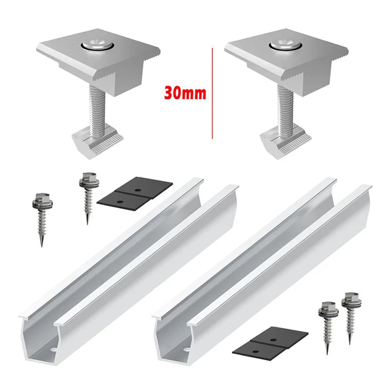 Suporte de montagem de painel solar at53 4x, trilhos, módulo de fixação, montagem de fonte de energia solar fotovoltaica, telhado trapezoidal 30mm