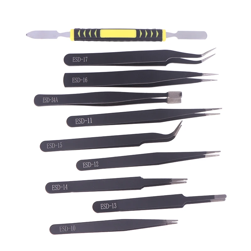 9 Teile/satz Edelstahl Anti Statische Pinzette Set Präzision Elektronische Reparatur Werkzeuge Für Wartung Präzision Tipps