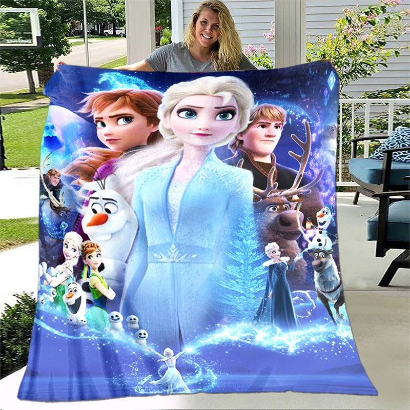 Frozen Cartoon Elsa Princess Print Flannel Fluffy Fleece Throw Blanket youngs or Adult Gift Sofa Travel Camping Picnic Blankets