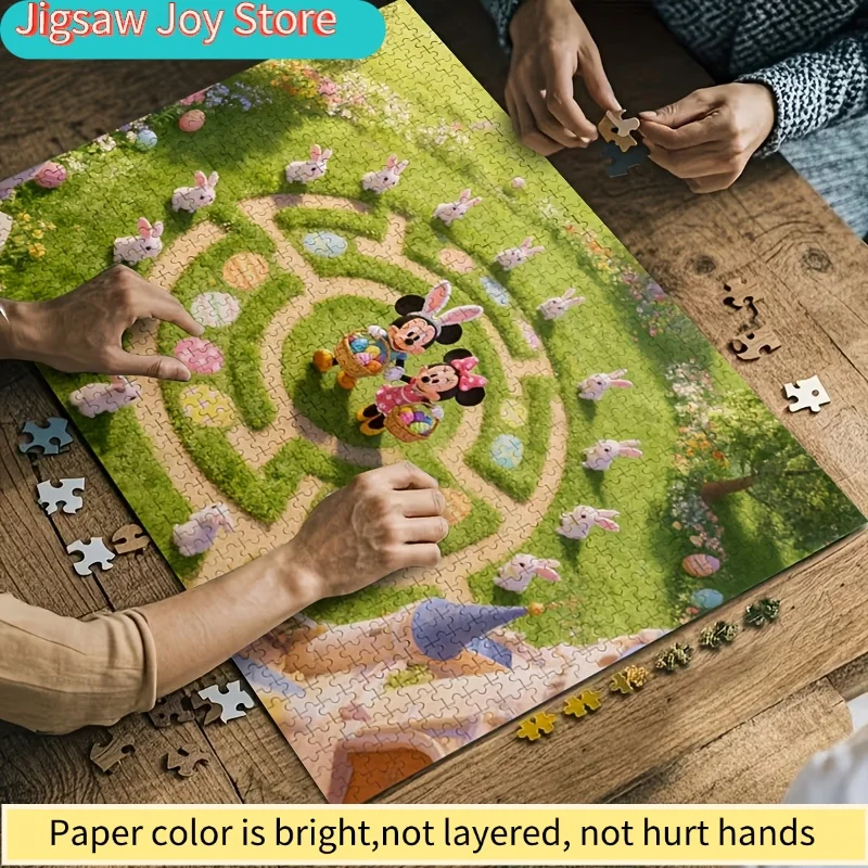 1000 pièces de puzzle labyrinthe Disney Mickey & Chasse aux œufs de Pâques - Jeu adapté à la cohésion familiale, aux activités de printemps et à l'utilisation