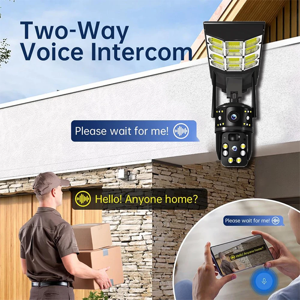 V380 Pro 12MP 8K Solar Cameras Wifi Outdoor 4G Sim Card Dual Lens Triple Screen 10x Zoom CCTV IP66 PIR Human Detection Camera