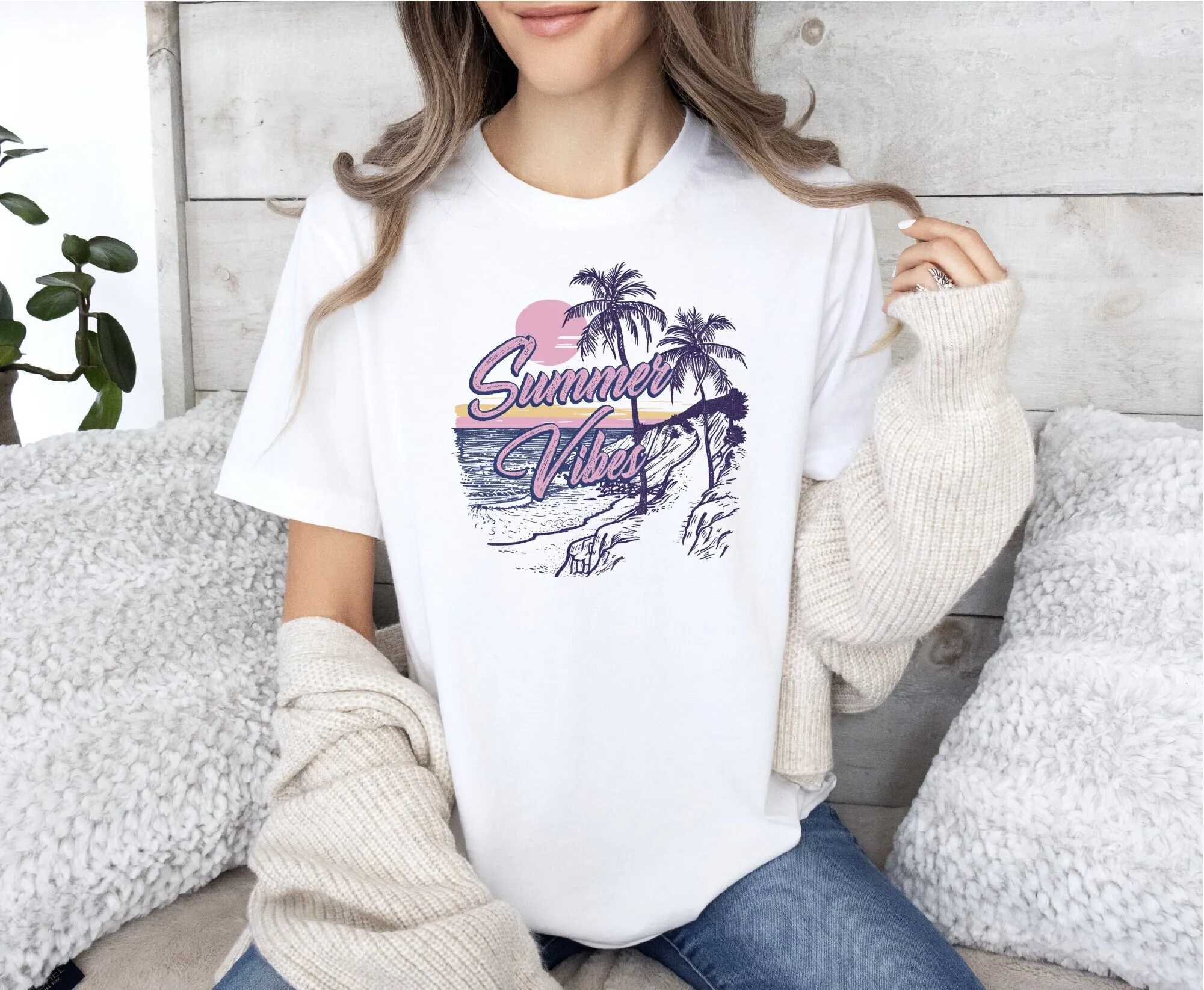 Summer Vibes T Shirt Trendy Beach Design Retro Vacation Comfort Color