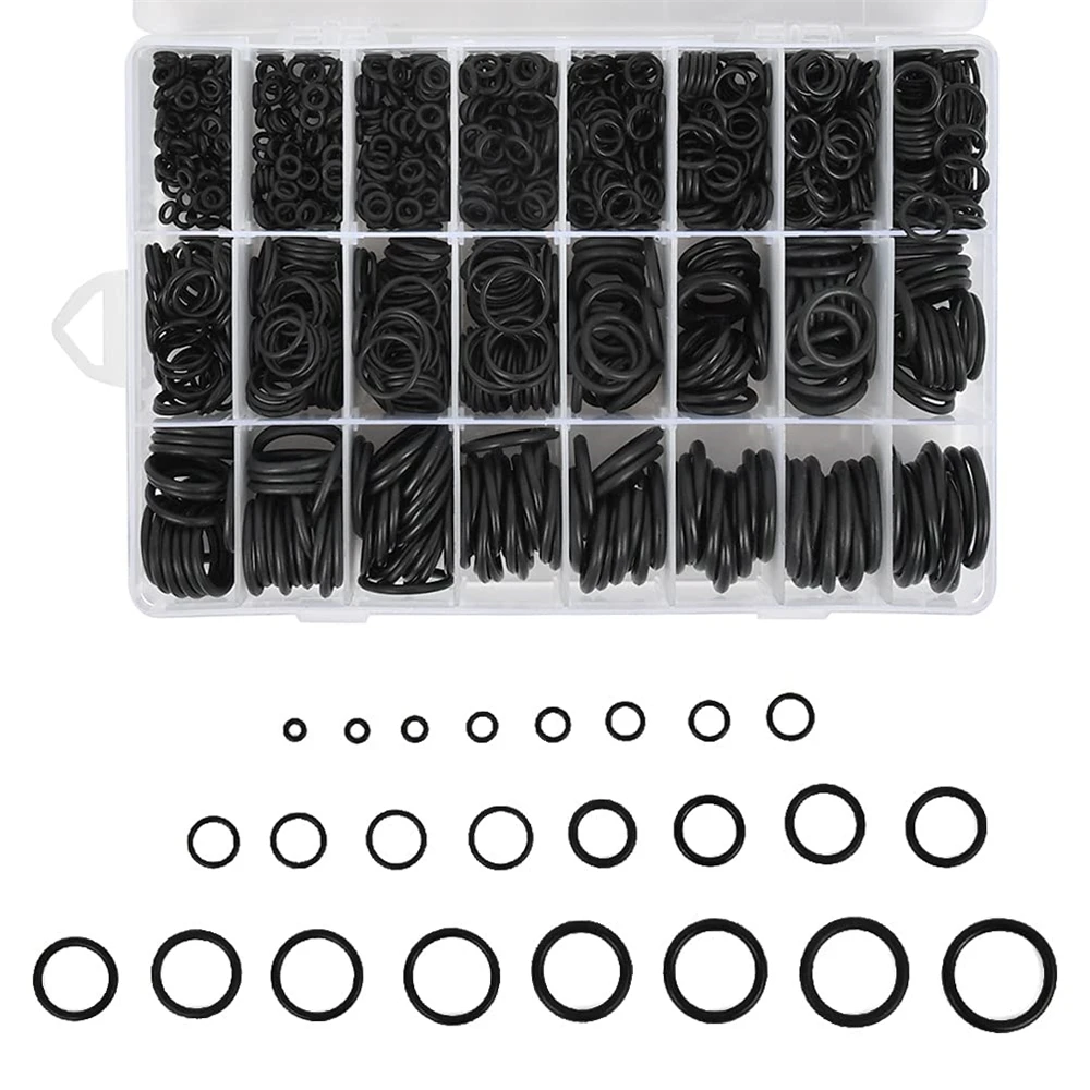 225-1225pcs Nitrile O-Rings Sealing Gasket Set Black Rubber O Rings Kits High-Pressure Corrosion Oil Resist Washer for Repair