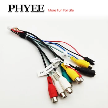 20-pinowy kabel audio RCA z wyjściem subwoofera, wideo CVBS, wejściem Aux, kontrolą wzmacniacza, złączem wentylatora, gniazdem mikrofonu, do 16-pinowego samochodowego systemu Android