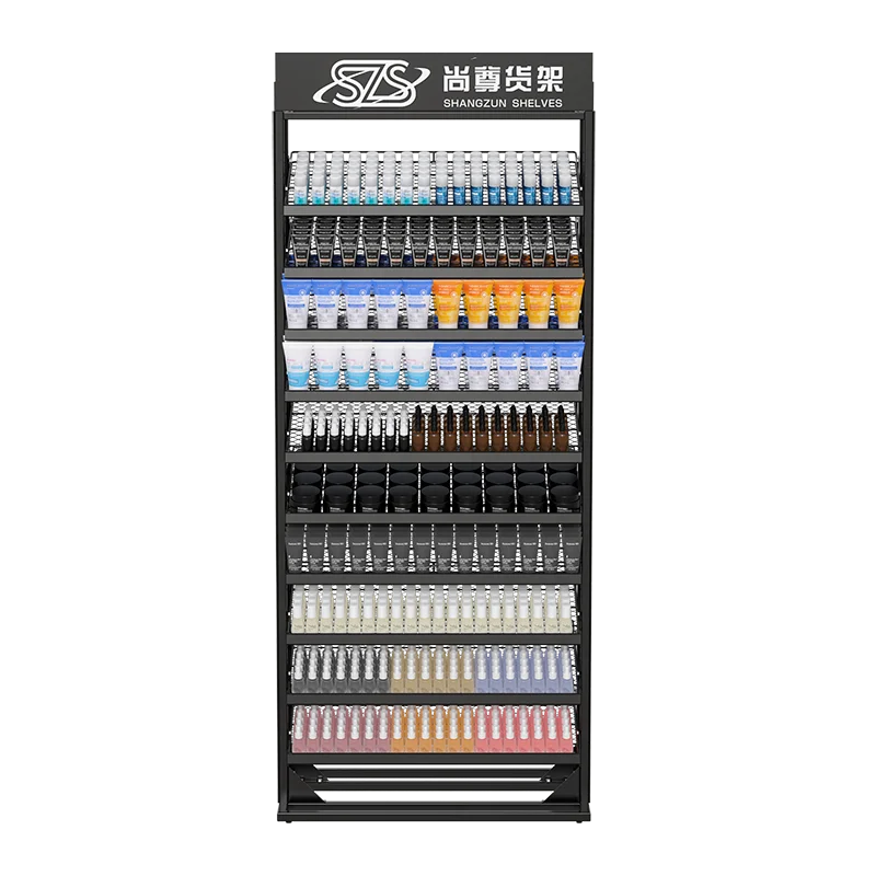 Factory Retail Nail Polish Wall Rack Display Stand and Perfume Display Shelf With Logo on Two Side and Top