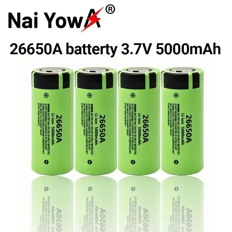 Original 26650A 3.7V 5000mAh Battery High Capacity 26650 20A Power Battery Lithium Ion Rechargeable Battery for Toy Flashlight