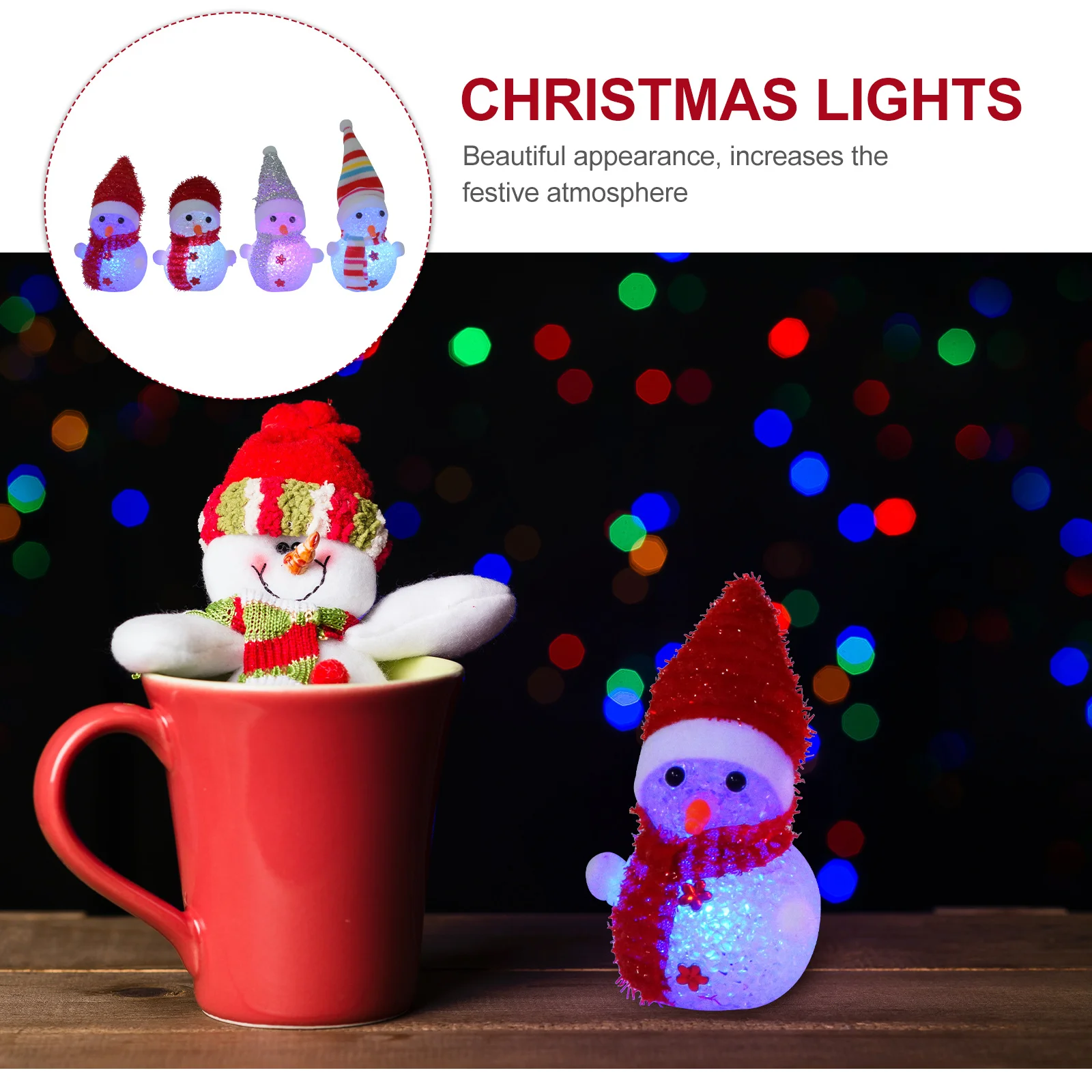 

4 шт., рождественская лампа в виде снеговика, легкая компактная праздничная декорация, рождественский светильник в виде снеговика, хрустальная лампа в виде снеговика