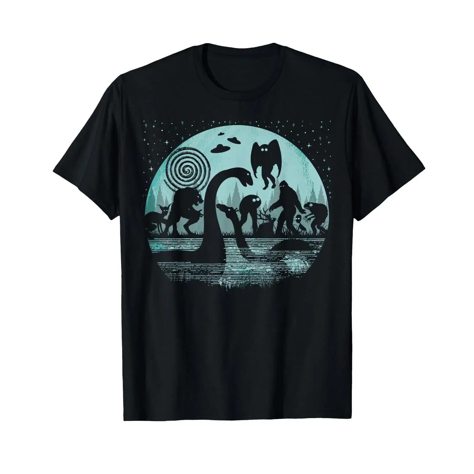 Bigfoot Loch Ness Monster Mothman And Aliens Funny Cryptid T Shirt vintage Washed Comfortable Casual Breathable