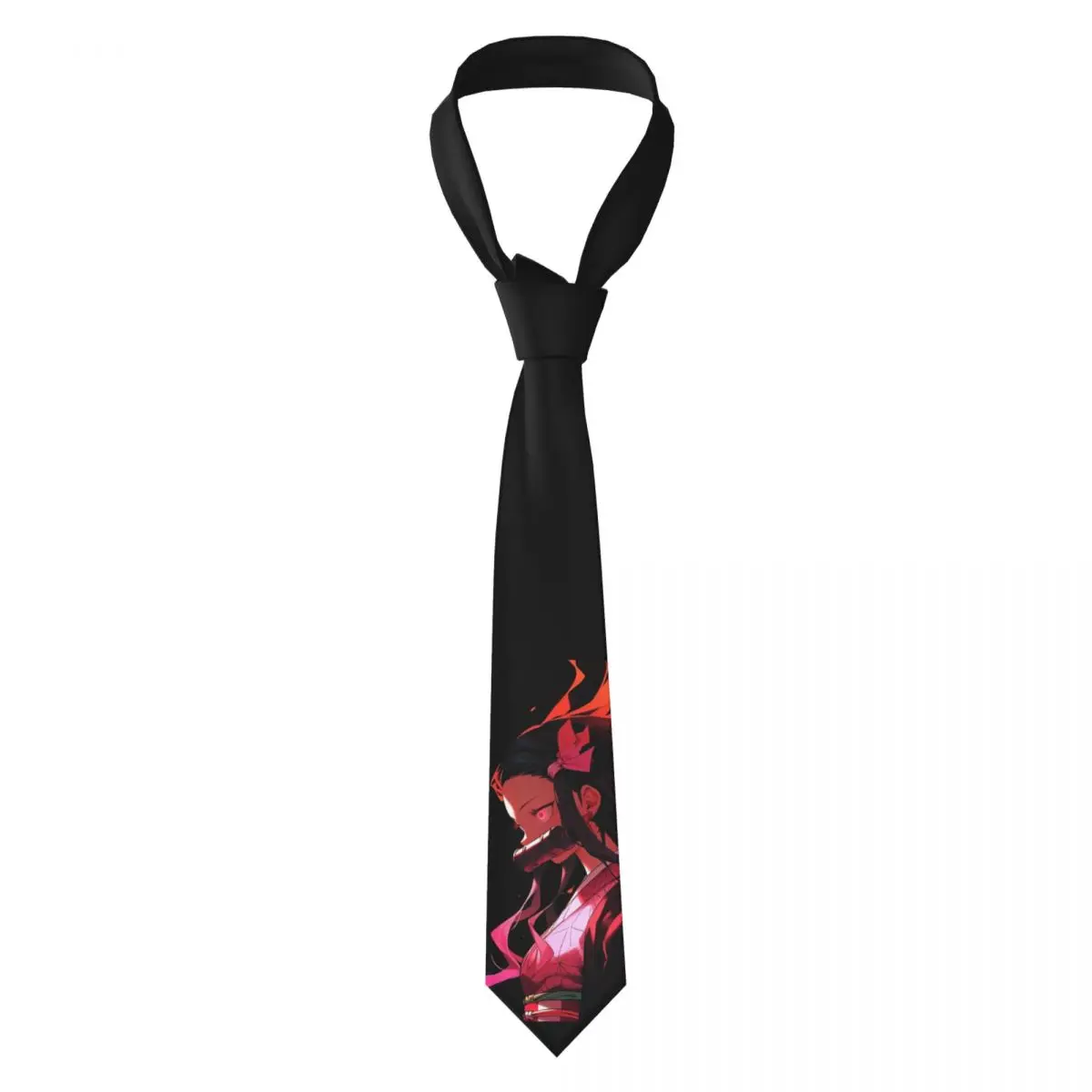 Gravata Anime Demon Slayer para Homens e Mulheres, Gravatas de Pescoço Estreito, Acessórios de Camisa, Poliéster Fino, Kamado, Estreito, Festa, Cravat, 8 cm