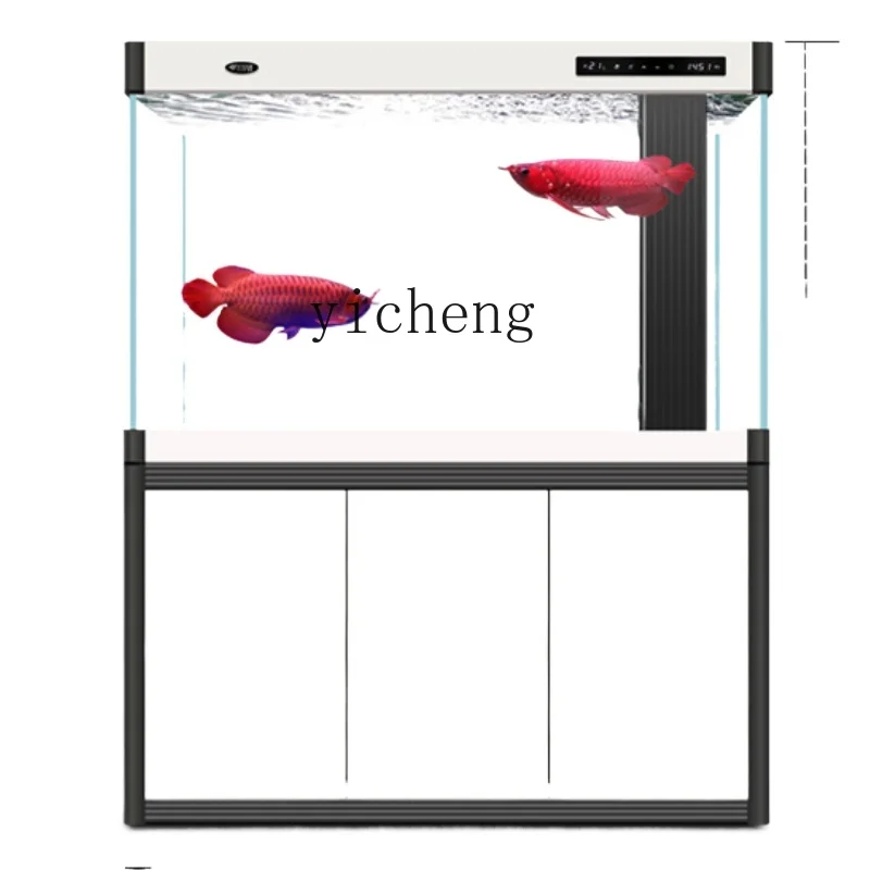 

TQH ultra-white fish tank living room large floor-to-ceiling household bottom filter goldfish tank light luxury fish tank