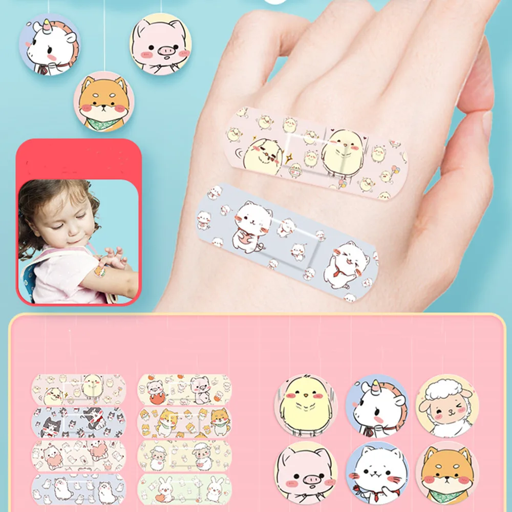 120pcs Cute Cartoon Medical Patch Waterproof Wound Adhesive Bandages Dustproof Breathable First Band Aid Adhesive for Kids