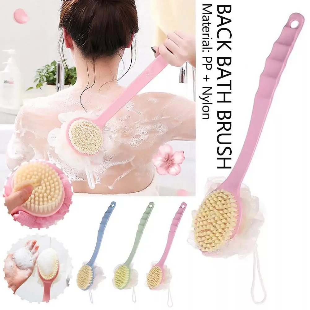 Two Sided Shower Body Brush Tied Bath Flower Long Handle Massage Brush BodyExfoliatingBrush Bathing Wash Bathroom Silicone H1P8