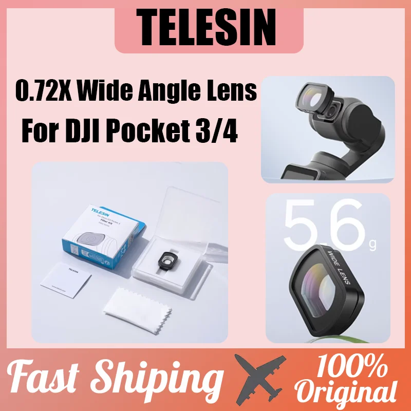 

Telesin For DJI Pocket 3/4 0.72X Wide Angle Lens 112° FOV Expanded Professional Camera Lens Accessory For Outdoor Vloggers