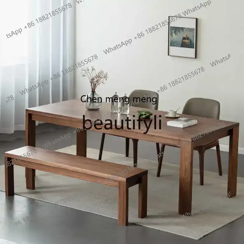 S7486teae North American black walnut dining table, all solid wood, household Nordic log furniture desk
