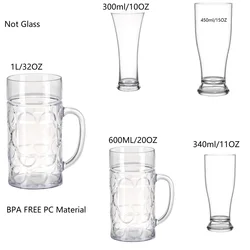 Free BPA Beer Mug Made of Reusable Unbreakable Plastic Transparent  Acrylic Glass for Bar Party Cold Drink Juice Cheer for Cups