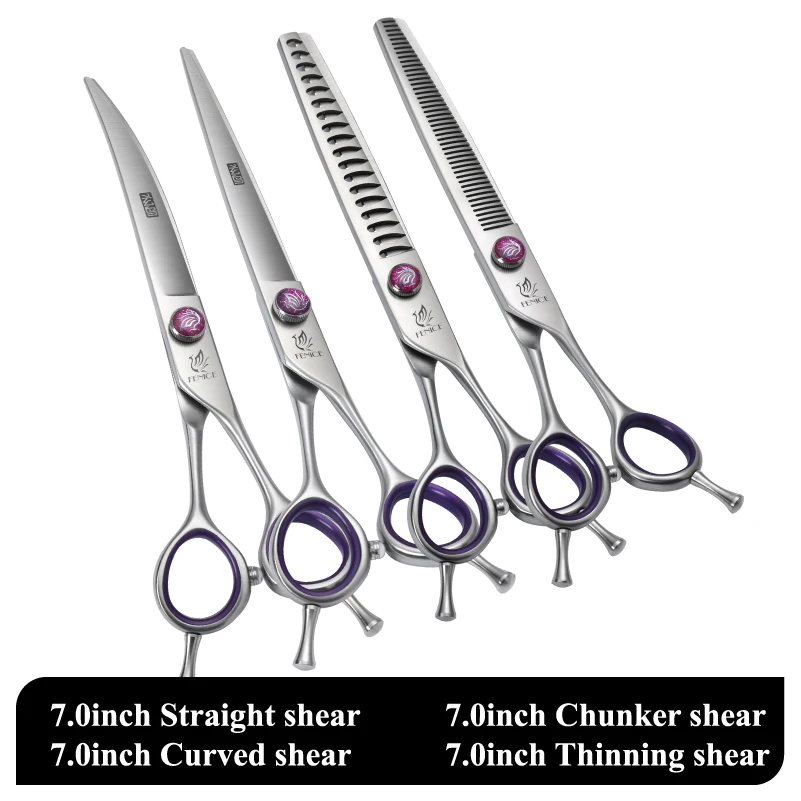 Fenice JP440C 7/8 Zoll Professional Pet Hunde Pflege Schere Gerade Gebogen Verdünnung Chunker Scher Schere Set Für Hunde 5