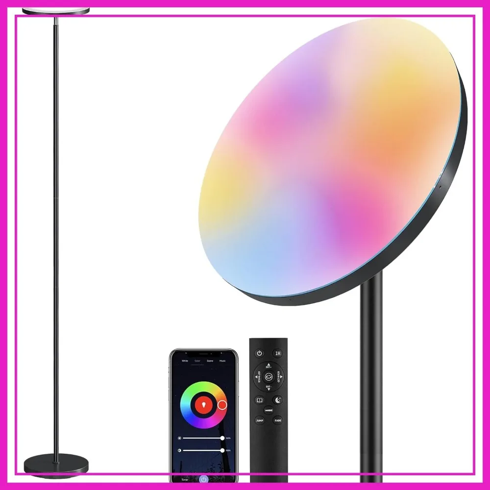 

Smart RGB Floor Lamp for Living Room, 32W Bright Tall Lamp with APP & Remote, Stepless Dimmable Torchiere for Bedroom, Gaming Room