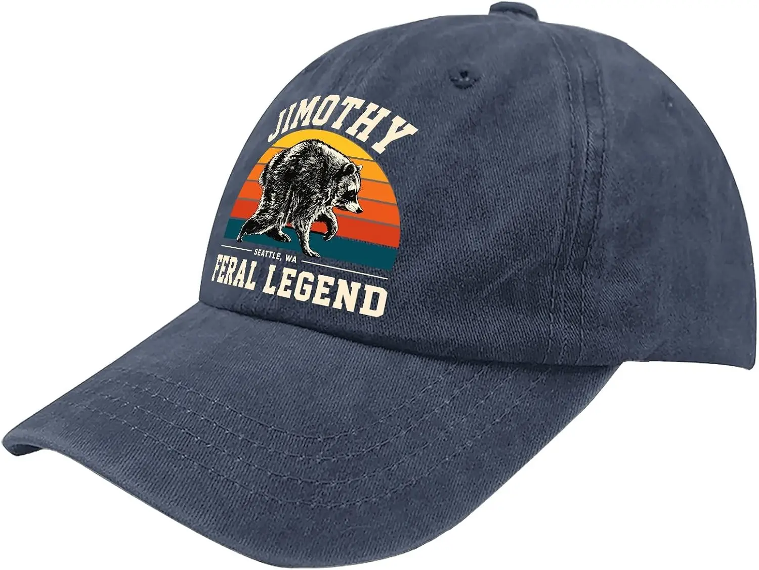 Custom Jimothy Raccoon Team Jimothy Hats for Men Low Profile Washed Distressed Baseball Cap