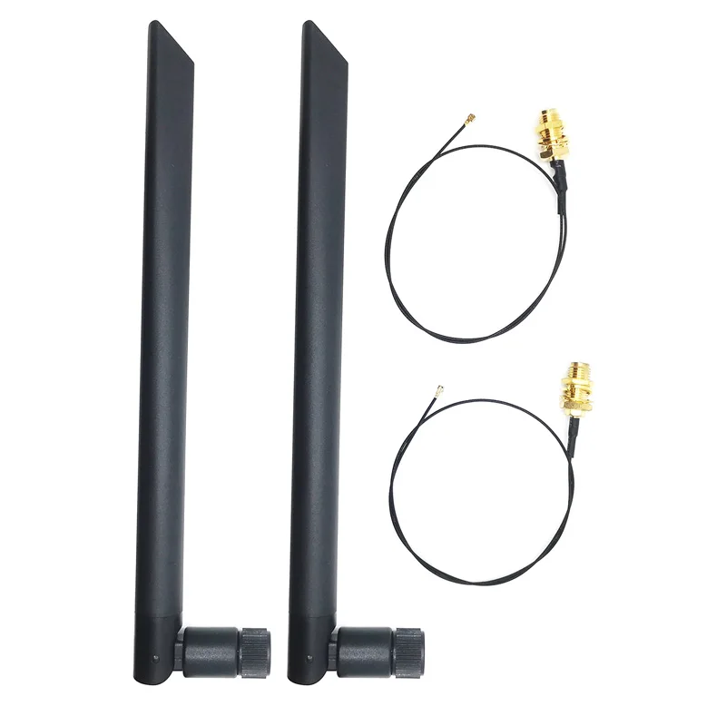 2x 6DBi/8DBi câble F4 U.fl successif à RP-SMA antenne Wifi pour carte NGFF M.2 AX210 AX200 AX201 AC9260 9560 8265 8260 7265 7260