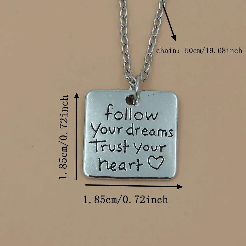 1Pc Follow Your Dreams Trust Your Heart Pendant Necklace Men Female Birthday Party Accessories
