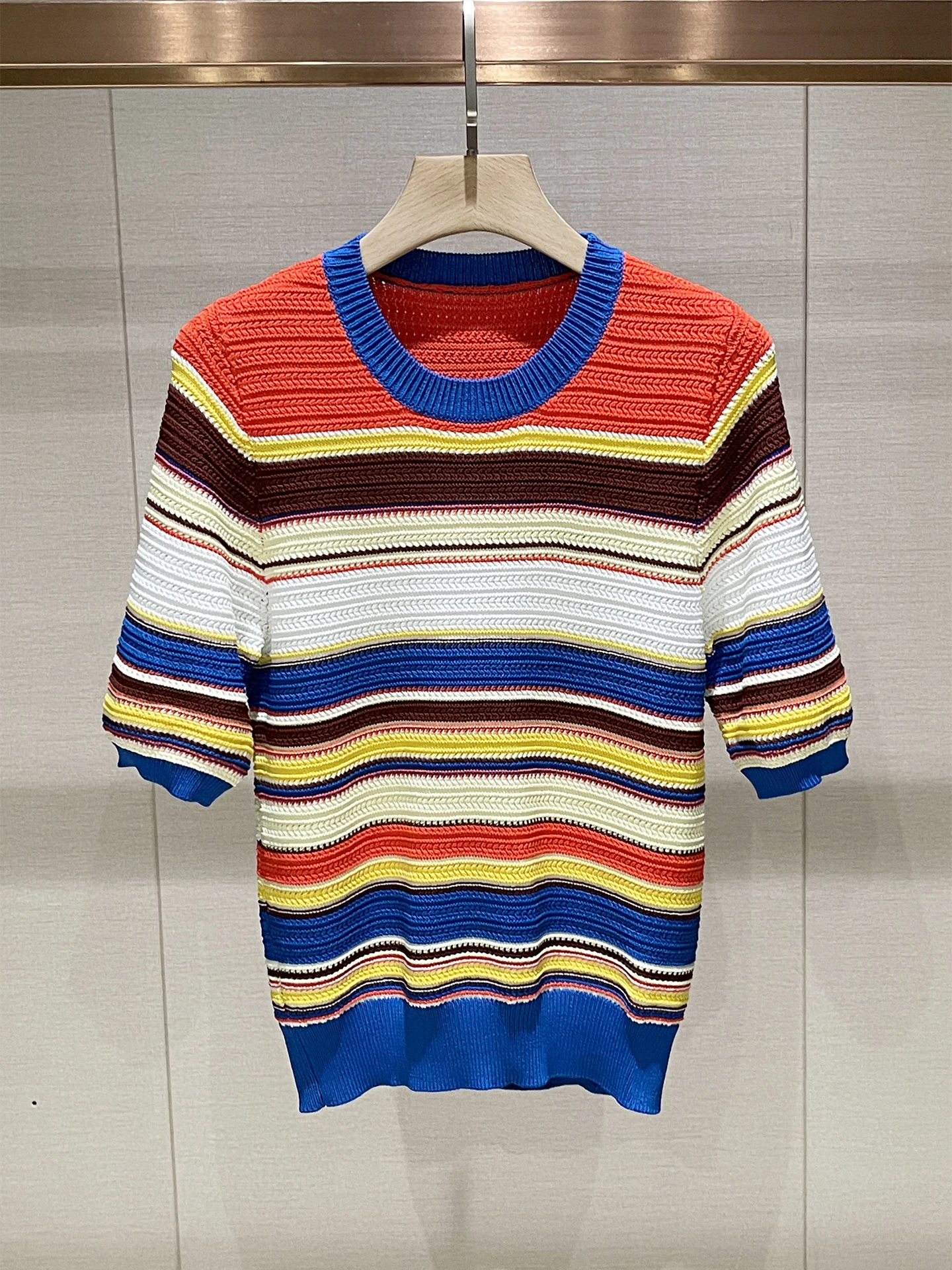 

Slimming round Ne ort Sve Knitted irt Women's Base Layer Stripe Pattern Casual Comfortable Breathable