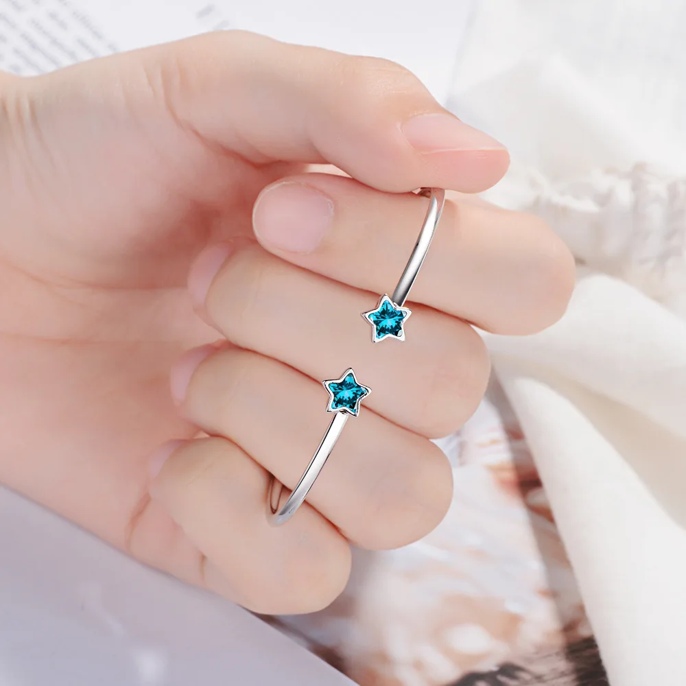 Fashion Female Bracelet 925 sterling SIlver Blue Star River Five Pointed Star Bracelet For Women Wedding Statement Jewelry Gift