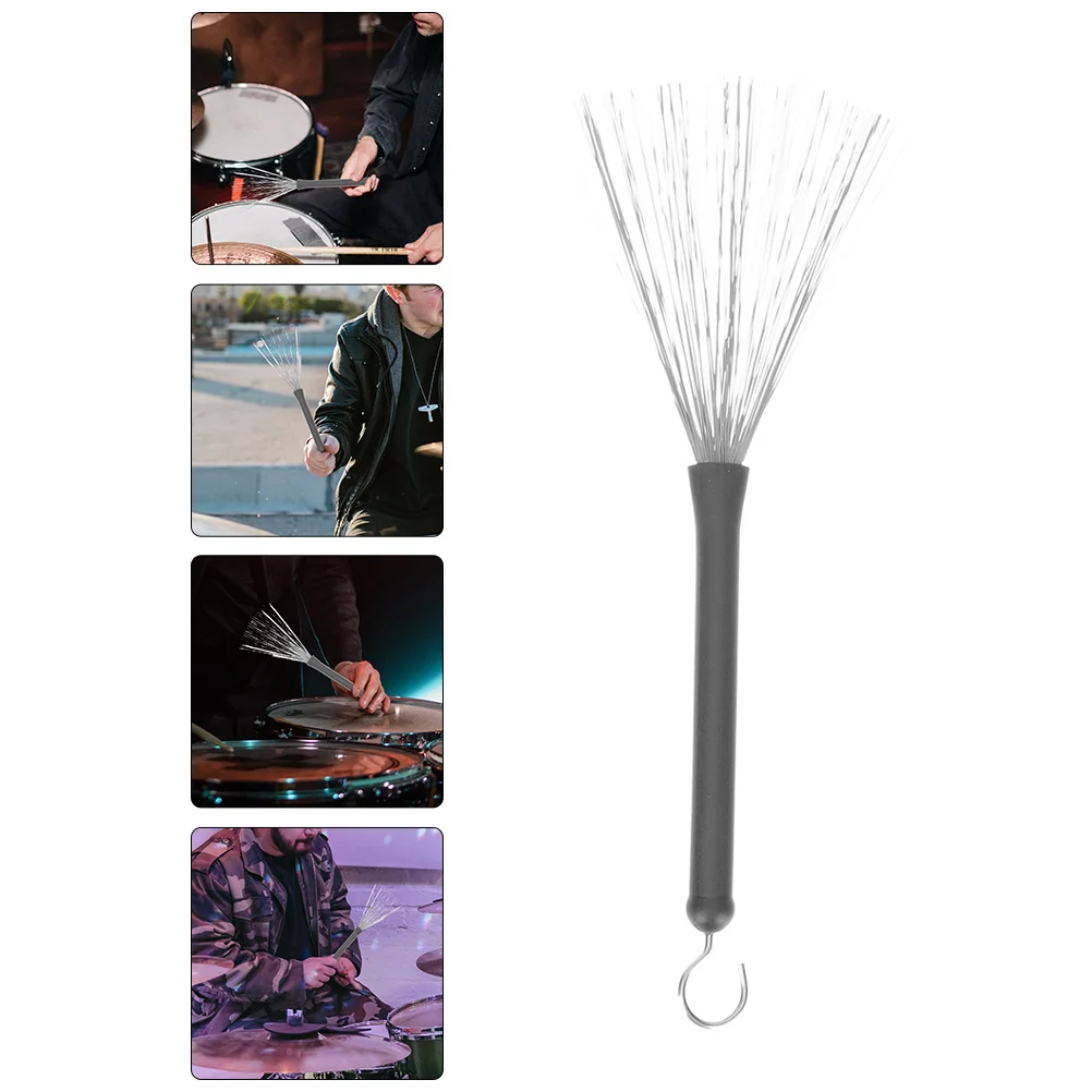 

2Pcs Drum Brush Stainless Steel Wire Retractable Rubber Handle for Jazz Drum Set Professional Percussion Instrument Accessory