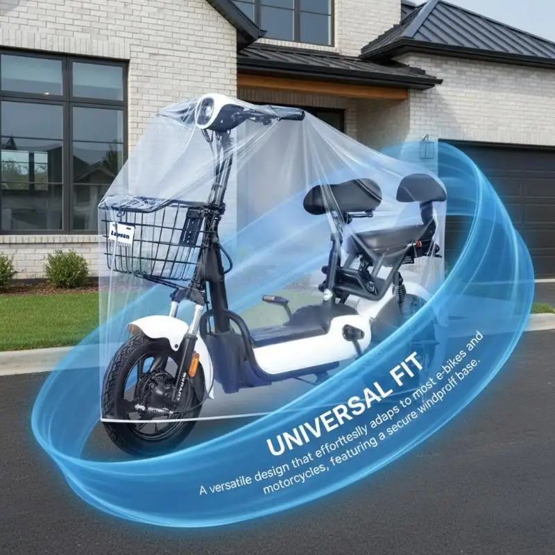 Motorbike Cover Transparent Heavy Fabric All Weather Dustproof Waterproof Protector for Outdoor ParkingHot view 5