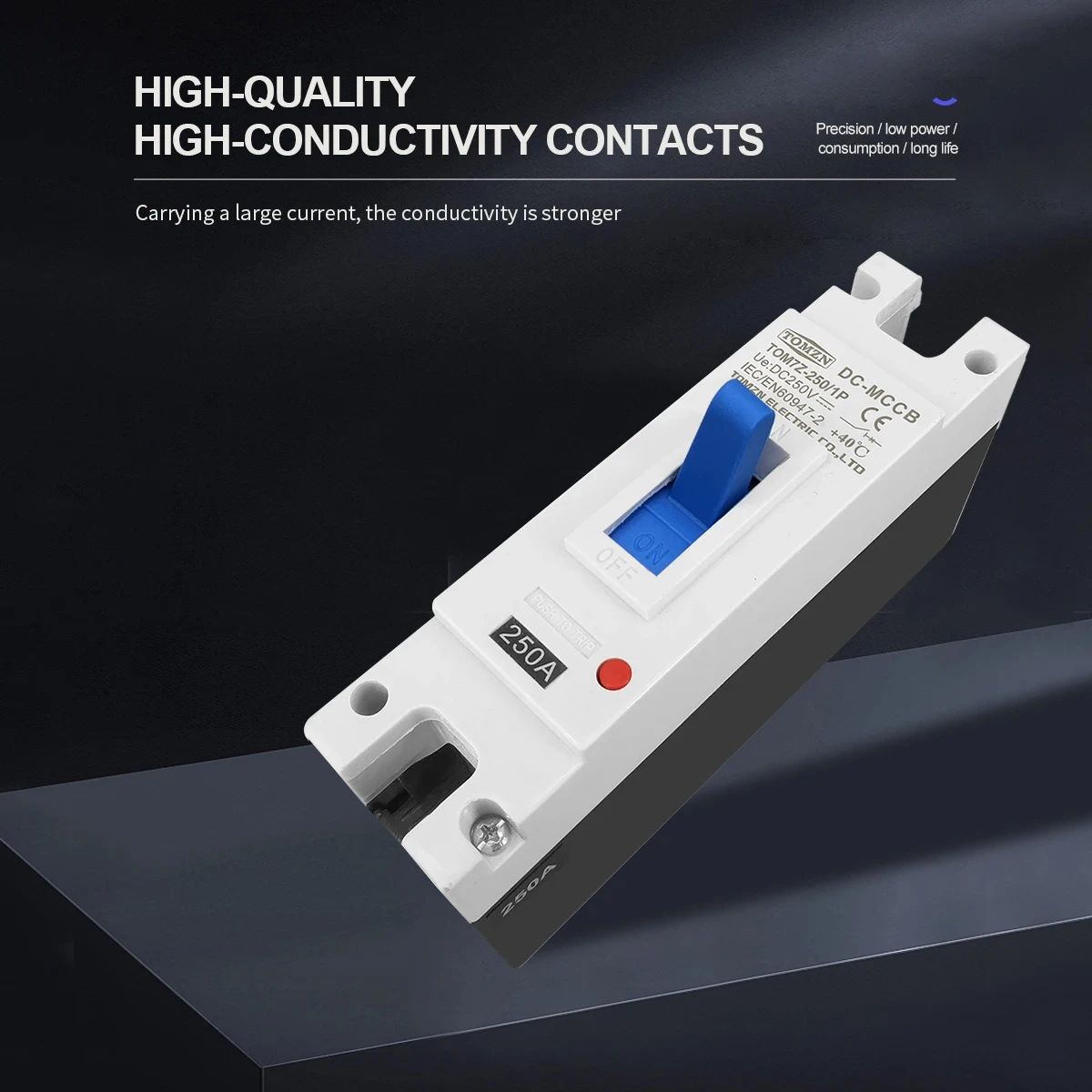 TOMZN 1P DC 250V DC Solar Molded Case Circuit Breaker MCCB Overload Protection Switch Protector for Solar Photovoltaic PV