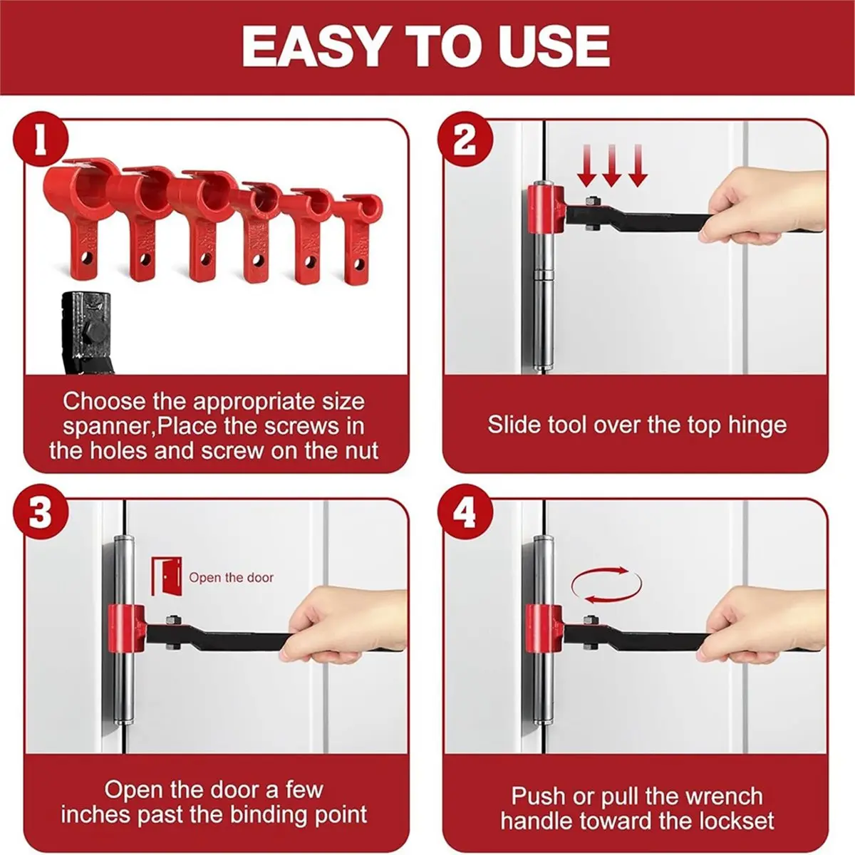 

Door Hinge Adjustment Tool Kit Multi-Size Hinge Adjusting Wrench with Rubber Handle Heavy Duty Painted Steel