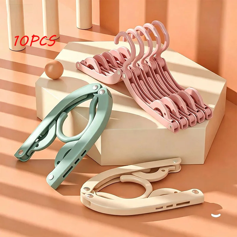 10PCS Portable Foldable Clothes Hangers Multifunctional Anti-Slip Space Saving for Travel Home And Dormitory Use