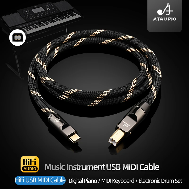 HiFi TypeC zu USB2.0 OTG-Kabel mit quadratischem Anschluss, HiFi-USB-MIDI-Kabel für elektronisches Musikinstrument, Digitalpiano, DAC, Audio-OTG-Kabel