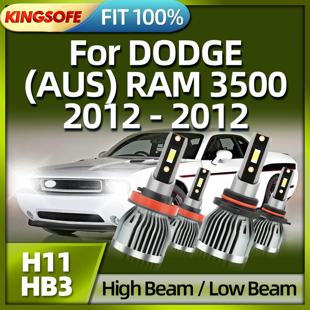 KINGSOFE 2/4Pcs H11 LED Bulb HB3 Car Headlamp CSP 110W 30000LM Lamp High Power For DODGE (AUS) RAM 3500 2012