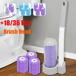 18/36Pcs Disposable Toilet Brush Cleaner With Toilet Bowl Brush Long Handle Bathroom Cleaning Sponge Brush Wc Toilet Accessories