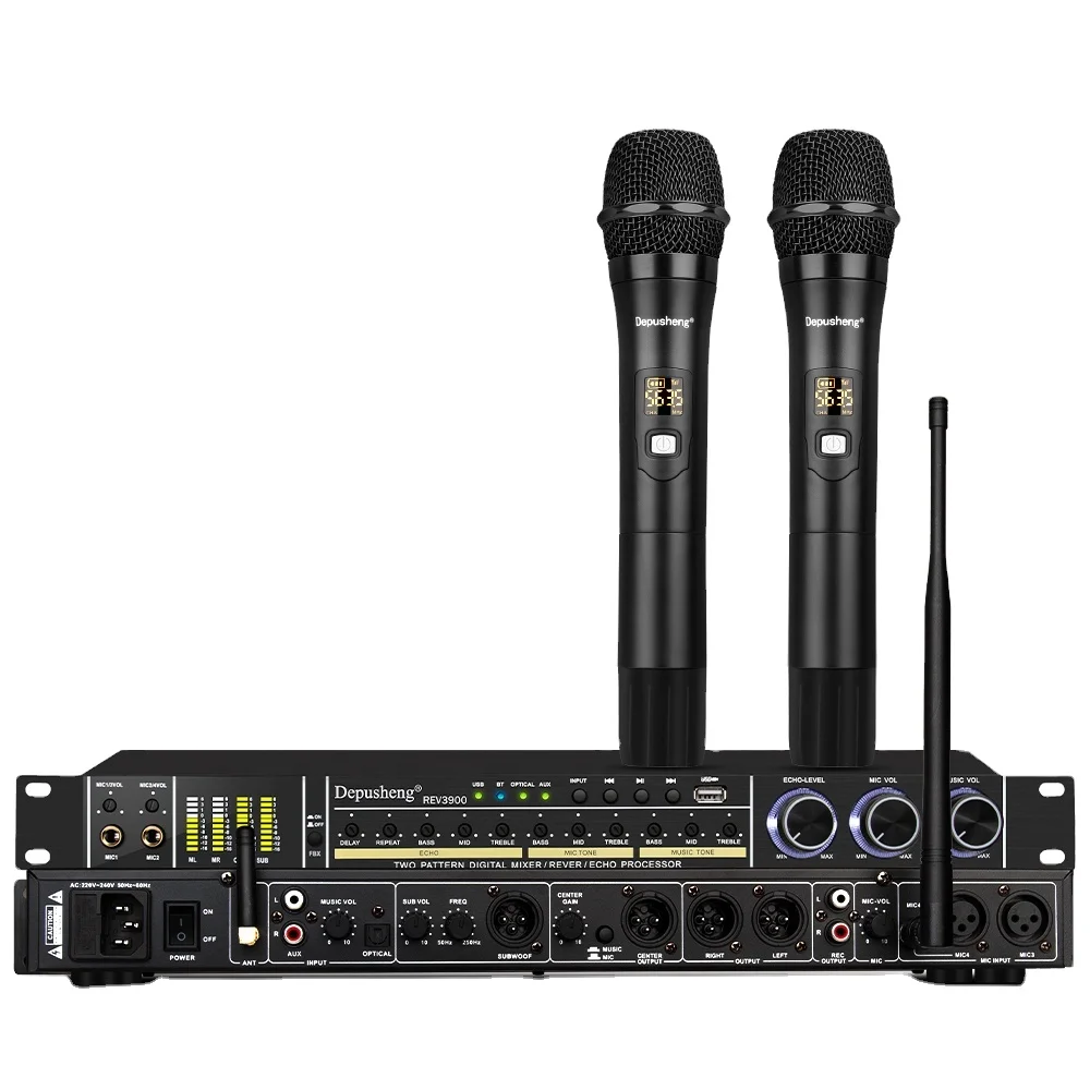 

Depusheng REV3900 Professional Digital Karaoke Audio Effects Processor Sing 2 With Dual Microphones