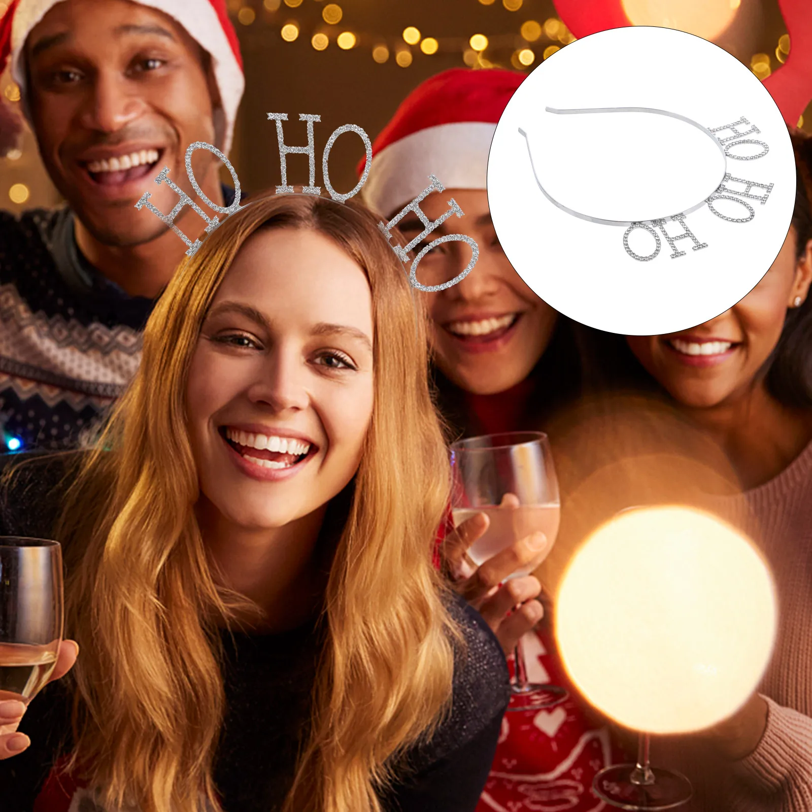 

Christmas Headband Xmas Hair Accessories Women Girls Party Decorative Sparkly Crystal Headdress Safe Material Long Lasting Non