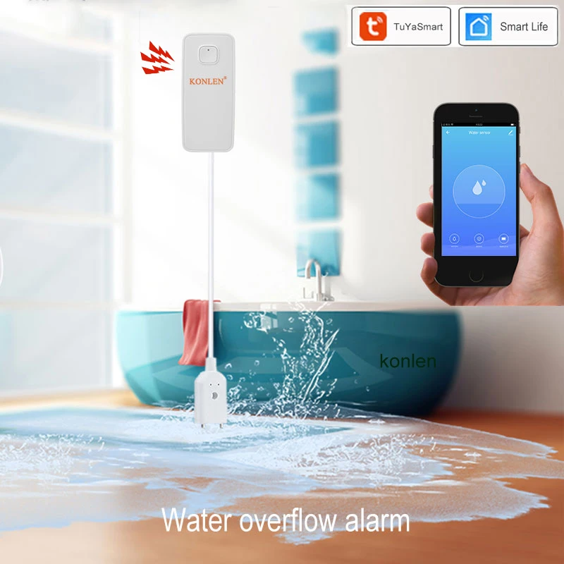 WIFI Water Leak Sensor Flood Leakage Level Buzzer Alarm Detector Tank Bathroom Overflow Home Protection Tuya Smart Life Alert