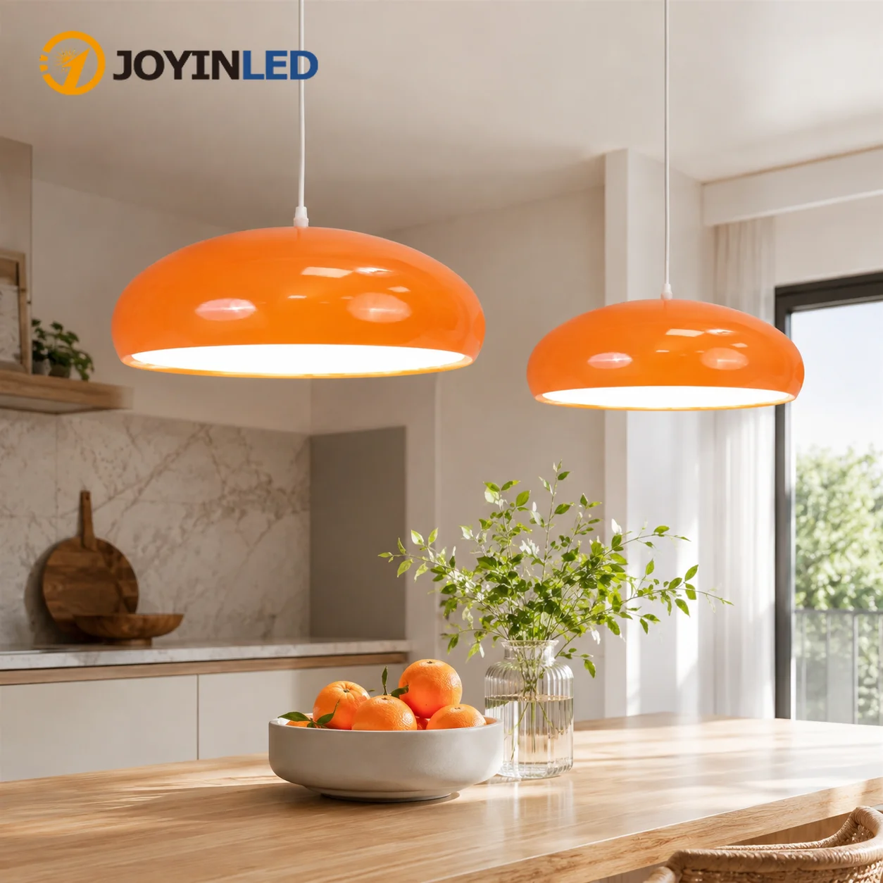 JOYINLED Orange Restaurant Chandelier Modern Round Room Decoration Pendant Light Nordic Living Room Bedroom Bar Light Fixture