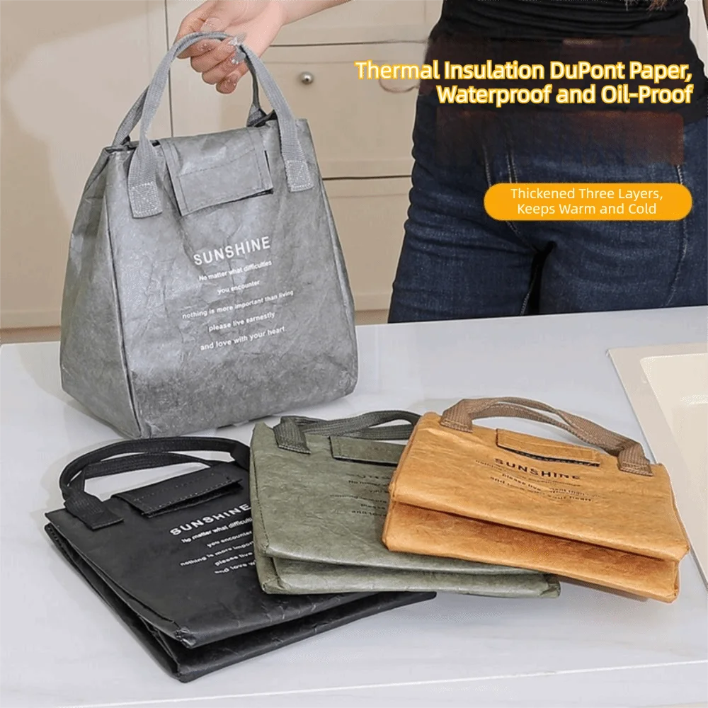 Portable DuPont Paper Lunch Box Bag Large Capacity Aluminum Film Insulated Tote Bag Thickened Waterproof