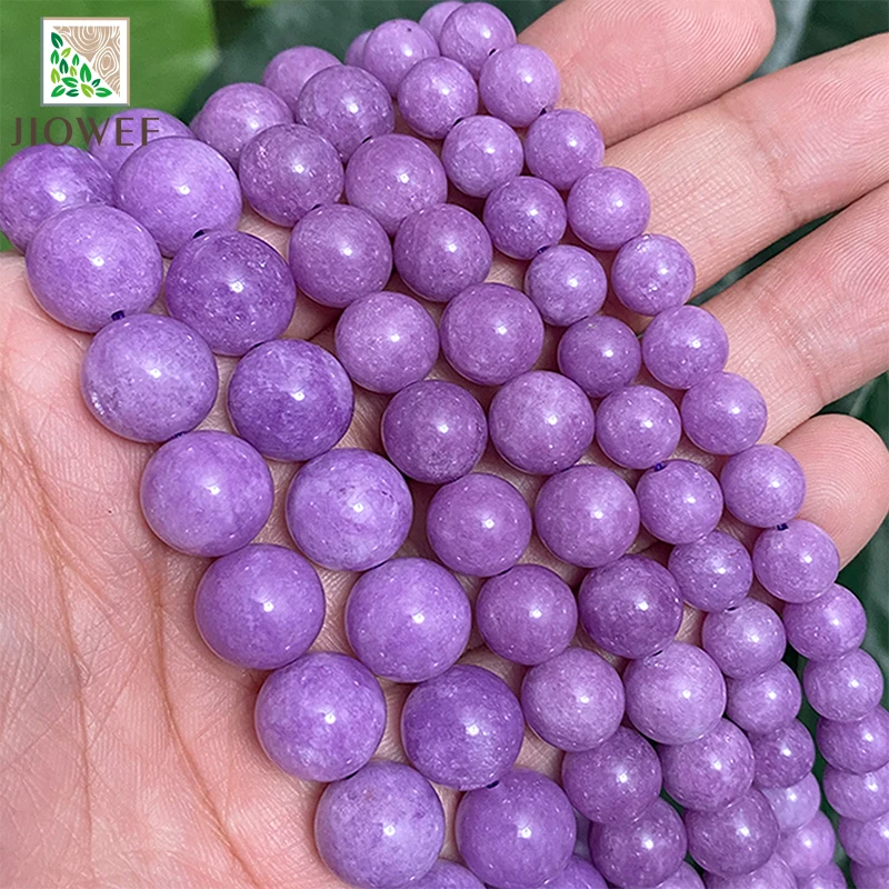 Natural Stone Light Purple Chalcedony Jaspers Round Beads for Fashion Jewelry Making Diy Bracelet Necklace 15\