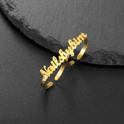 Sipuris Custom Name Rings For Women Stainless Steel Personalized Adjustable Ring Romantic Couple Dating Jewelry Wedding Gifts