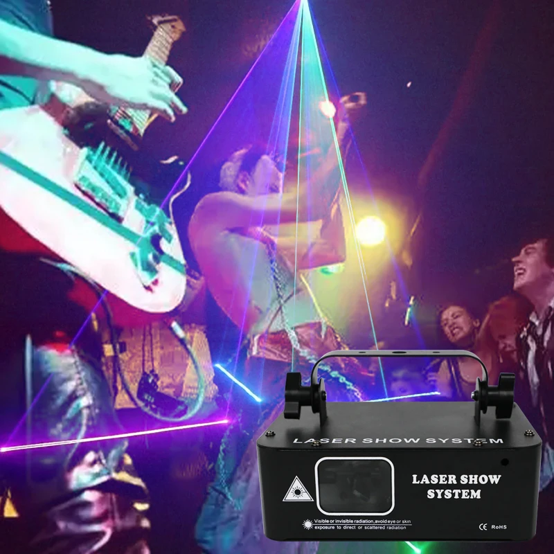 داخلي RGB شعاع الليزر كشاف إضاءة للحفلات DMX512 الصوت المنشط ثلاثية الأبعاد الرسوم المتحركة ليزر أضواء DJ لعرض ضوء النادي عطلة عيد الميلاد