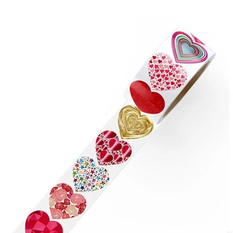 1 Roll 25mm Love Heart Sticker 1inch Heart Sticker Labels Valentine's Day Adhesive Sticker for Craft Envelopes Cards