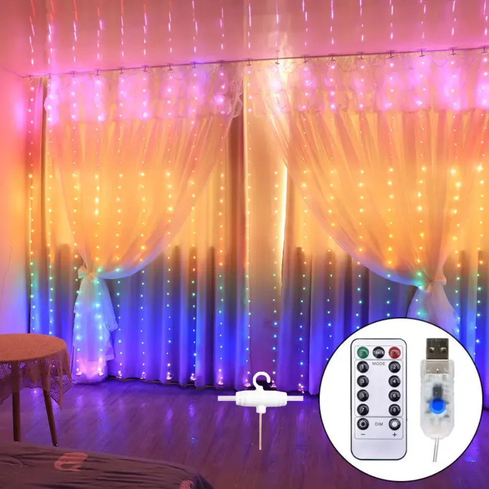 

Светодиодный светильник для штор с крючком, интеллектуальный светильник для штор с дистанционным управлением, декоративное освещение для комнаты, атмосферный свет для праздничной вечеринки