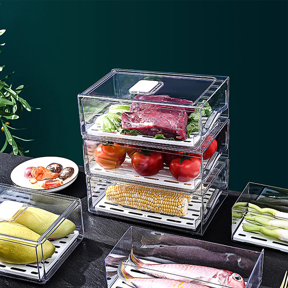 Refrigerator Organizer Bin Food Fridge Storage Box Clear fridge organizer containers Freezer Pantry Cabinet kitchen Organizer