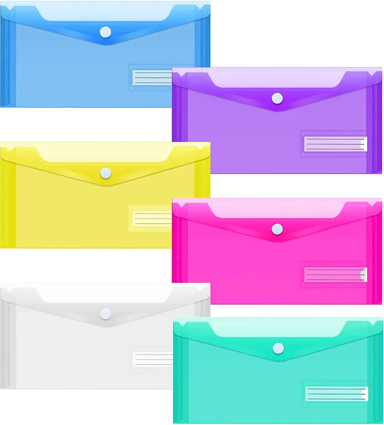 

24 Pack Clear Plastic Pouch with Label Pocket, A6 Size Envelopes for Cash Storage and School Office Supplies