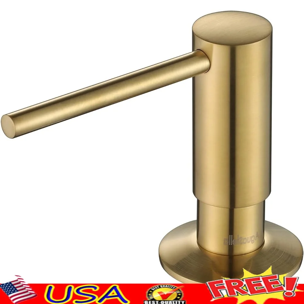 

Built in Soap Dispenser Brushed Gold Kitchen Sink Countertop Pump Durable Brass Soap Bottle Multifunctional Easy Install Rotate