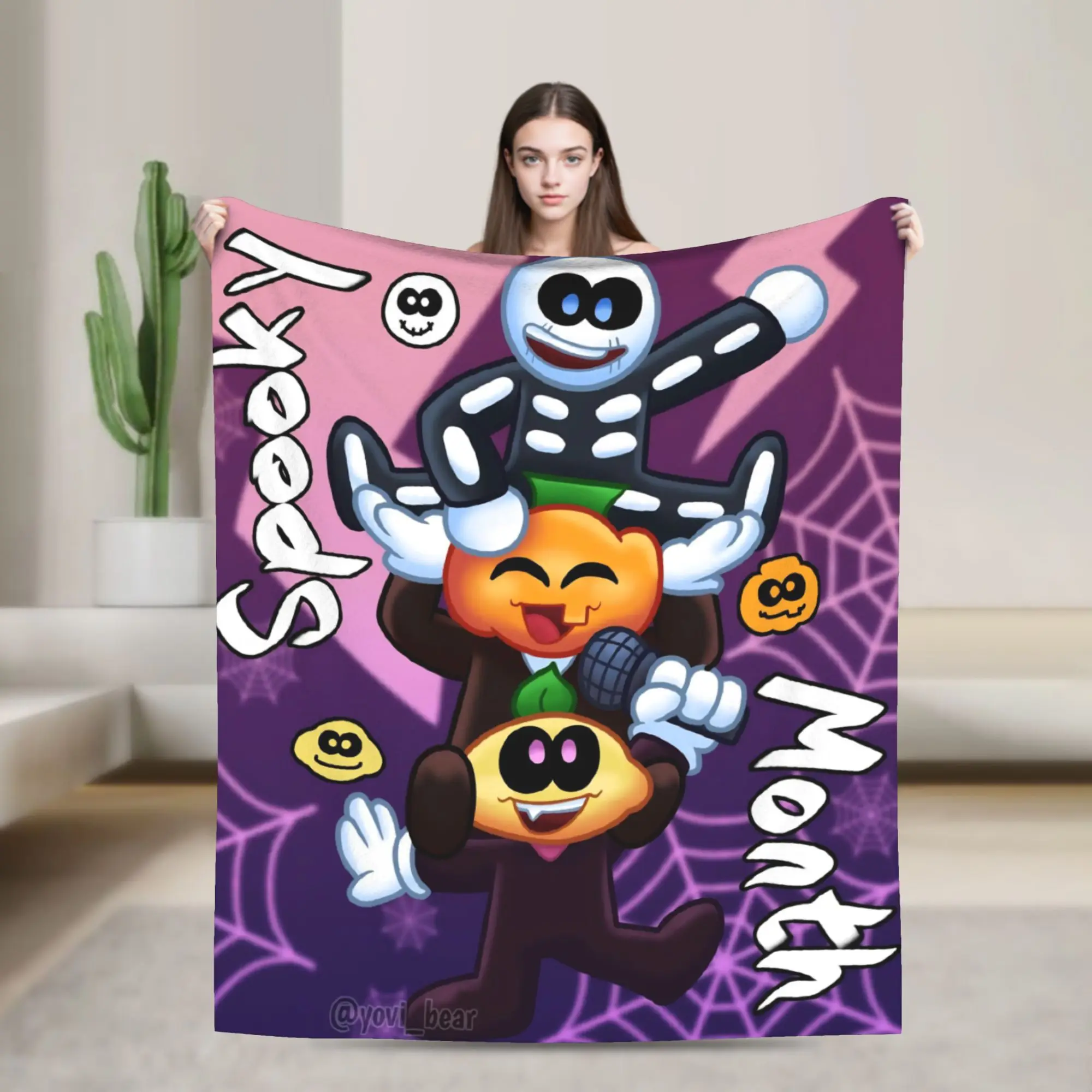 Comfort Spooky Month Blanket Accessories Room Decorative  Blanket Throw Super Soft Fleece for Car